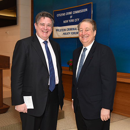 Deputy Mayor Stephen Greenhalgh and Howard Milstein at the Citizen's Crime Commission.